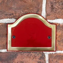 Blank Arched House Number Plaque - Claret & Brass