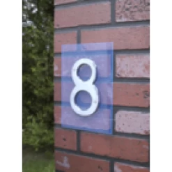 Suspended House Numbers Triple -House Sign Discount Store blue tint acrylic 0000049332 1
