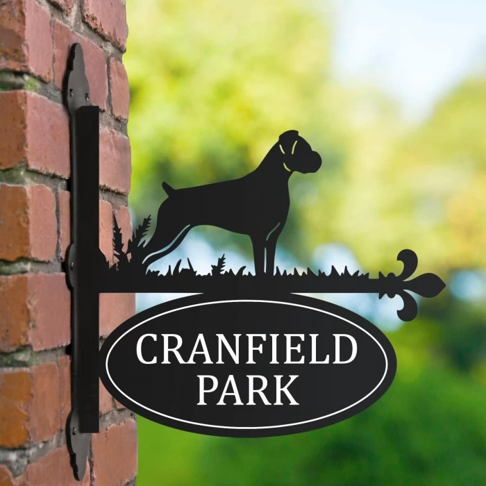 Boxer Dog Iron Bracketed House Name Sign 3 Boxer Dog Iron Bracketed House Name Sign