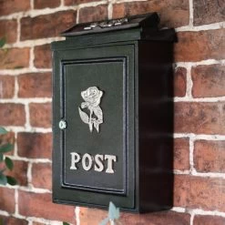 Deluxe Bright Chrome "Tudor Rose” Wall Mounted Post Box