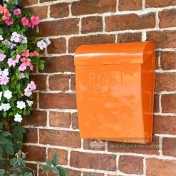 “Sunkissed Sienna” Orange Contemporary Post Box -House Sign Discount Store bright orange modern wall mounted post box