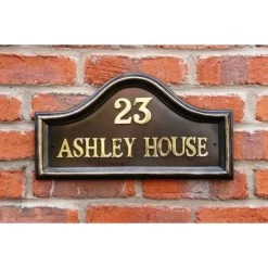Bronze Finish Traditional House Name Sign -House Sign Discount Store bronze house sign on brick wall 1
