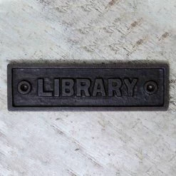 Cast Iron "Library" Sign
