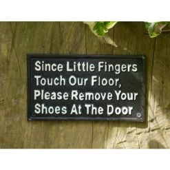 "Remove Your Shoes" Cast Iron Wall Sign
