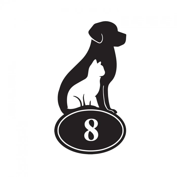Cat & Dog Iron House Number Sign 3 Cat & Dog Iron House Number Sign