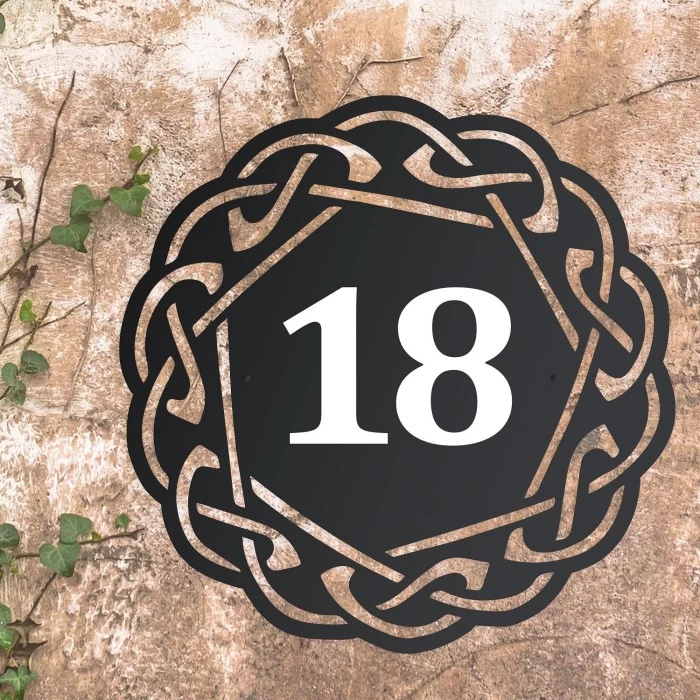 Circular Celtic Iron House Number Sign 3 Circular Celtic Iron House Number Sign