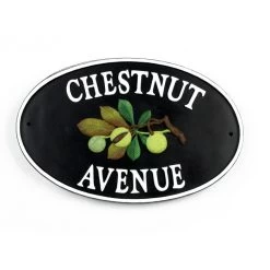 "Chestnut Tree" Cast Iron Effect Oval House Name Sign