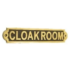 Solid Brass "Cloakroom" Information Sign