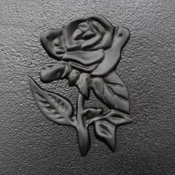 Deluxe Black "Tudor Rose” Wall Mounted Post Box -House Sign Discount Store close up image of black rose motif