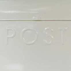 “Alpine Peaks” Cream Contemporary Post Box 23 “Alpine Peaks” Cream Contemporary Post Box -House Sign Discount Store close up of embossed lettering on cream post box