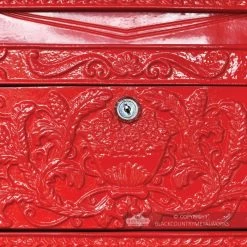 "Horncastle Abbey" Red Wall Mounted Post Box -House Sign Discount Store close up of red locking post box door