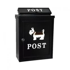 Black "Oxford" White Westie Wall Mounted Post Box -House Sign Discount Store cnsr008
