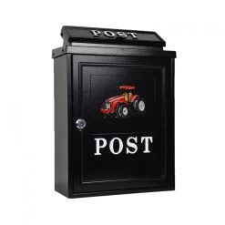 Black & Red "Oxford" Tractor Wall Mounted Post Box -House Sign Discount Store cnsr011