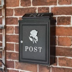 Black & Silver "Oxford Rose" Wall Mounted Post Box