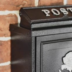Black & Silver "Oxford Rose" Wall Mounted Post Box -House Sign Discount Store cnsr018 3