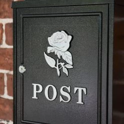 Black & Silver "Oxford Rose" Wall Mounted Post Box -House Sign Discount Store cnsr018 5