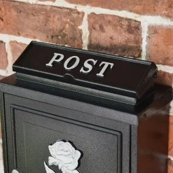 Black & Silver "Oxford Rose" Wall Mounted Post Box -House Sign Discount Store cnsr018 6