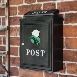 Black & White "Oxford Rose" Wall Mounted Post Box