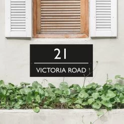 Contemporary Rectangular Iron House Name Sign -House Sign Discount Store contemporary rectangle sign bcmw 3