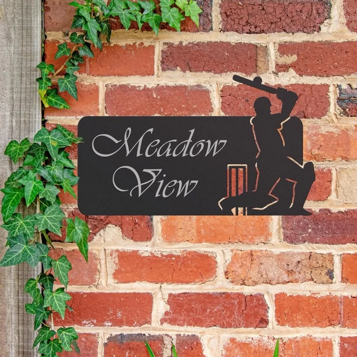 Cricket Player Iron House Name Sign 6 Cricket Player Iron House Name Sign - Image 4