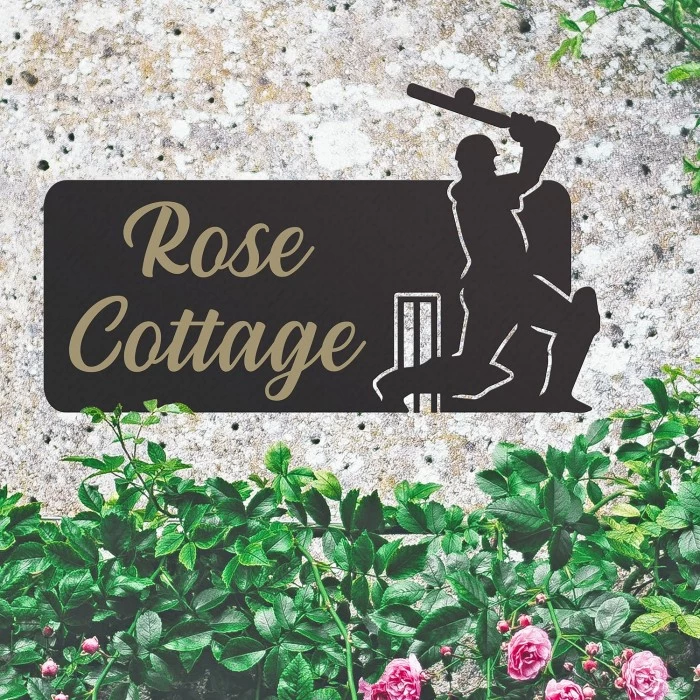 Cricket Player Iron House Name Sign 5 Cricket Player Iron House Name Sign - Image 3