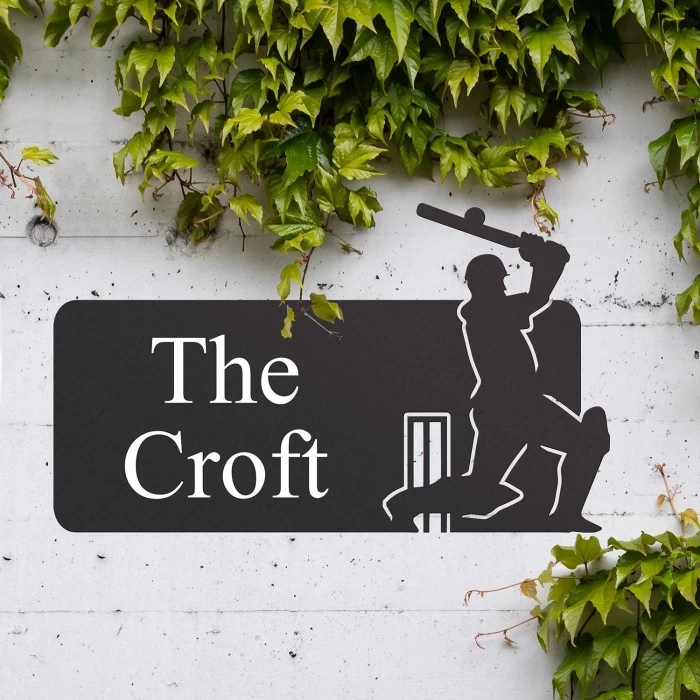 Cricket Player Iron House Name Sign 4 Cricket Player Iron House Name Sign - Image 2