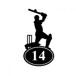 Cricket Player Iron Number Sign