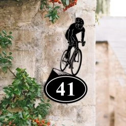 Cyclist Iron House Number Sign -House Sign Discount Store cyclist iron house number sign 2