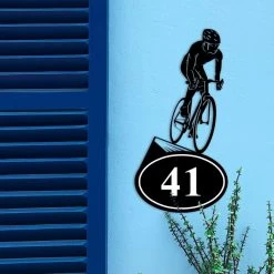 Cyclist Iron House Number Sign -House Sign Discount Store cyclist iron house number sign 3