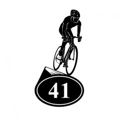 Cyclist Iron House Number Sign