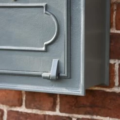 "Osteler Oppulence" Grey Wall Mounted Post Box With White Lettering -House Sign Discount Store dsc 1222