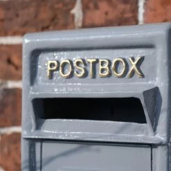 Traditional Grey & Gold Wall Mounted Post Box -House Sign Discount Store dsc 3651