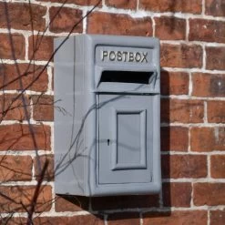 Traditional Grey & Gold Wall Mounted Post Box -House Sign Discount Store dsc 3663