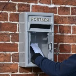 Traditional Grey & Gold Wall Mounted Post Box -House Sign Discount Store dsc 3681