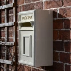 Traditional Cream & Gold Mounted Post Box -House Sign Discount Store dsc 3705
