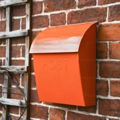 “Sunkissed Sienna” Orange Contemporary Post Box With Lock -House Sign Discount Store dsc 3718 1