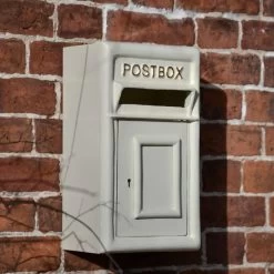 Traditional Cream & Gold Mounted Post Box -House Sign Discount Store dsc 3722