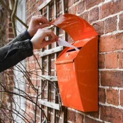 “Sunkissed Sienna” Orange Contemporary Post Box With Lock -House Sign Discount Store dsc 3744