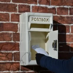 Traditional Cream & Gold Mounted Post Box -House Sign Discount Store dsc 3760 1