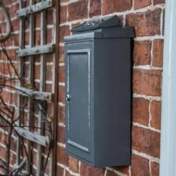 Wall Mounted Post Box With Bright Chrome Lettering - Grey Finish -House Sign Discount Store dsc 4977