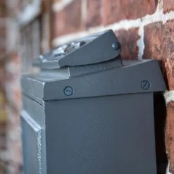 Wall Mounted Post Box With Bright Chrome Lettering - Grey Finish -House Sign Discount Store dsc 5032