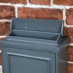 Wall Mounted Post Box With Bright Chrome Lettering - Grey Finish -House Sign Discount Store dsc 5057