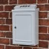 Wall Mounted Post Box With Bright Chrome Lettering - Cream Finish -House Sign Discount Store dsc 5080