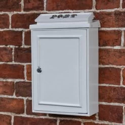 Wall Mounted Post Box With Bright Chrome Lettering - Cream Finish