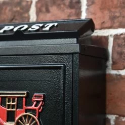 Black "Oxford" Royal Carriage Wall Mounted Post Box -House Sign Discount Store dsc 6452