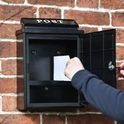 Black "Oxford" Royal Carriage Wall Mounted Post Box -House Sign Discount Store dsc 6466