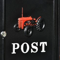 Black & Red "Vintage Oxford" Tractor Wall Mounted Post Box -House Sign Discount Store dsc 6592