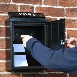 Black & Red "Vintage Oxford" Tractor Wall Mounted Post Box -House Sign Discount Store dsc 6622