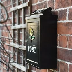 Black & Yellow "Oxford" Sunflower Wall Mounted Post Box -House Sign Discount Store dsc 6786