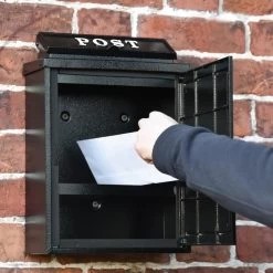 Black & Yellow "Oxford" Sunflower Wall Mounted Post Box -House Sign Discount Store dsc 6842